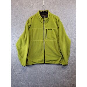GH Bass Mens 2XL Fleece Jacket Full Zip Lime Green Mock Neck Outdoor Casual